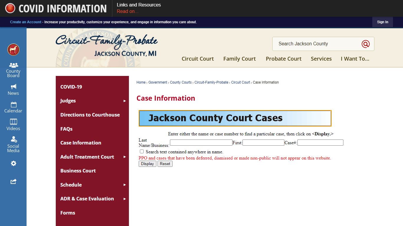 Case Information | Jackson County, MI